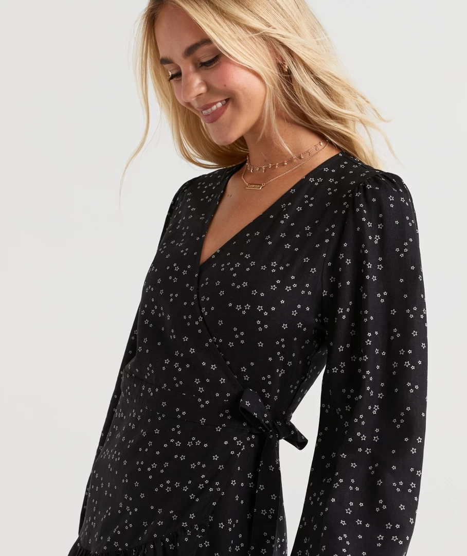 GIA WRAP LINEN MINI DRESS - Image 2