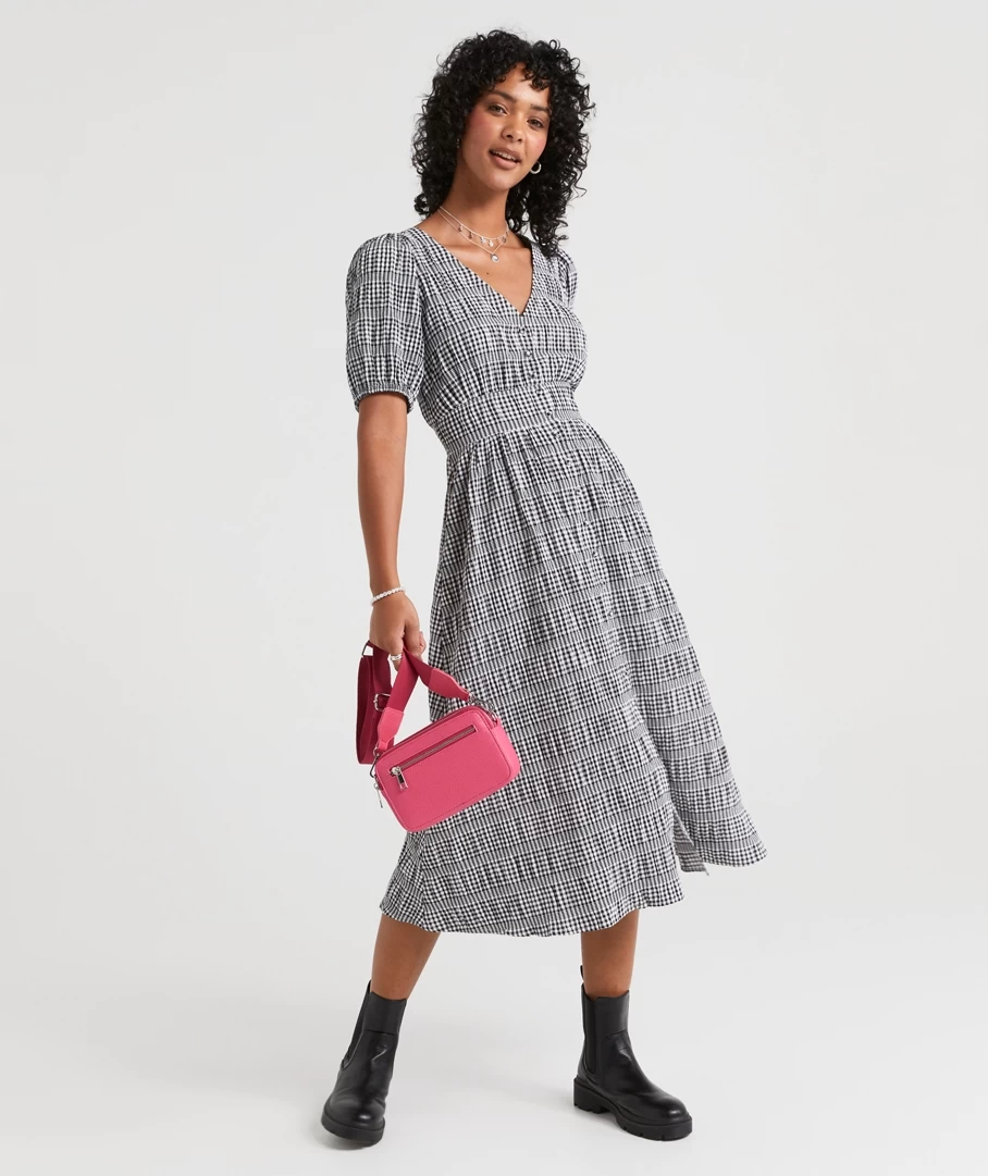 JADE GINGHAM MIDI DRESS