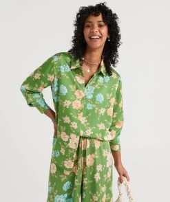 EVIE PRINTED SATIN SHIRT