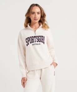 REWIND LOGO QUARTER ZIP SWEAT