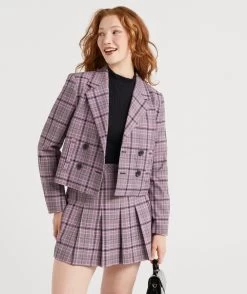 EMMY CROPPED CHECK BLAZER
