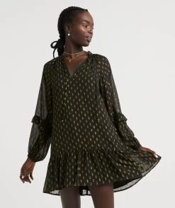 JASMINE LUREX RUFFLE MINI DRESS