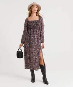 LILA SHIRRED GEORGETTE MAXI DRESS