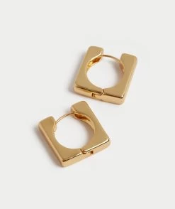 GOLD PLATED SQUARE HOOP EARRINGS