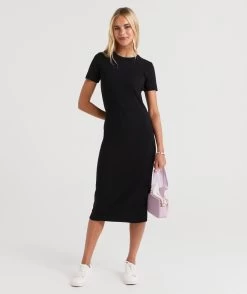 AUSTRALIAN COTTON RIB TSHIRT MIDI DRESS