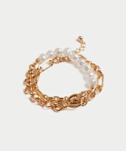 PEARL AND GOLD CHAIN FOB BRACELET PACK
