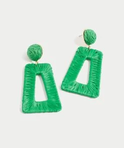 GREEN TRAPEZE WRAPPED EARRING
