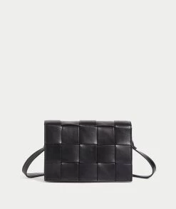 DAIZIE BLACK WEAVE CROSSBODY BAG
