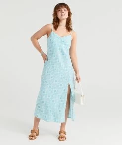 CALLIE LINEN SLIP MIDI DRESS