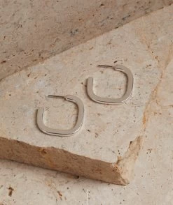 SILVER PLATED SQUARE HOOP EARRINGS